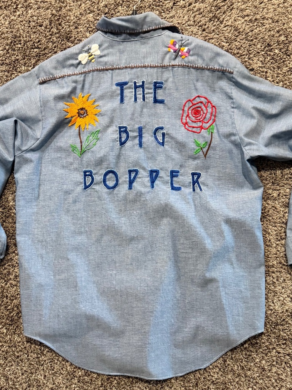 Vintage Big Mac JC Penney Chambray Work Shirt with Custom Hand Embroidery